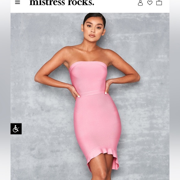 Mistress rocks pink strapless fluted bandage dress House of CB - Picture 1 of 9